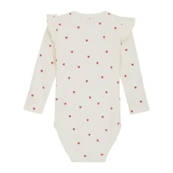 Minymo Rib Body Langærmet - med hjerteprint- Bodystocking Langærmet