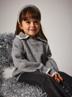 NAME IT Rikasa Strikket Polo - Grey Melange- Juletøj|Natdragter