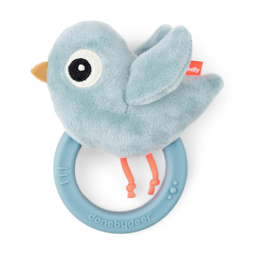 Done By Deer Sanserangle m/bidering Birdee - Blå- Rangler I Plys