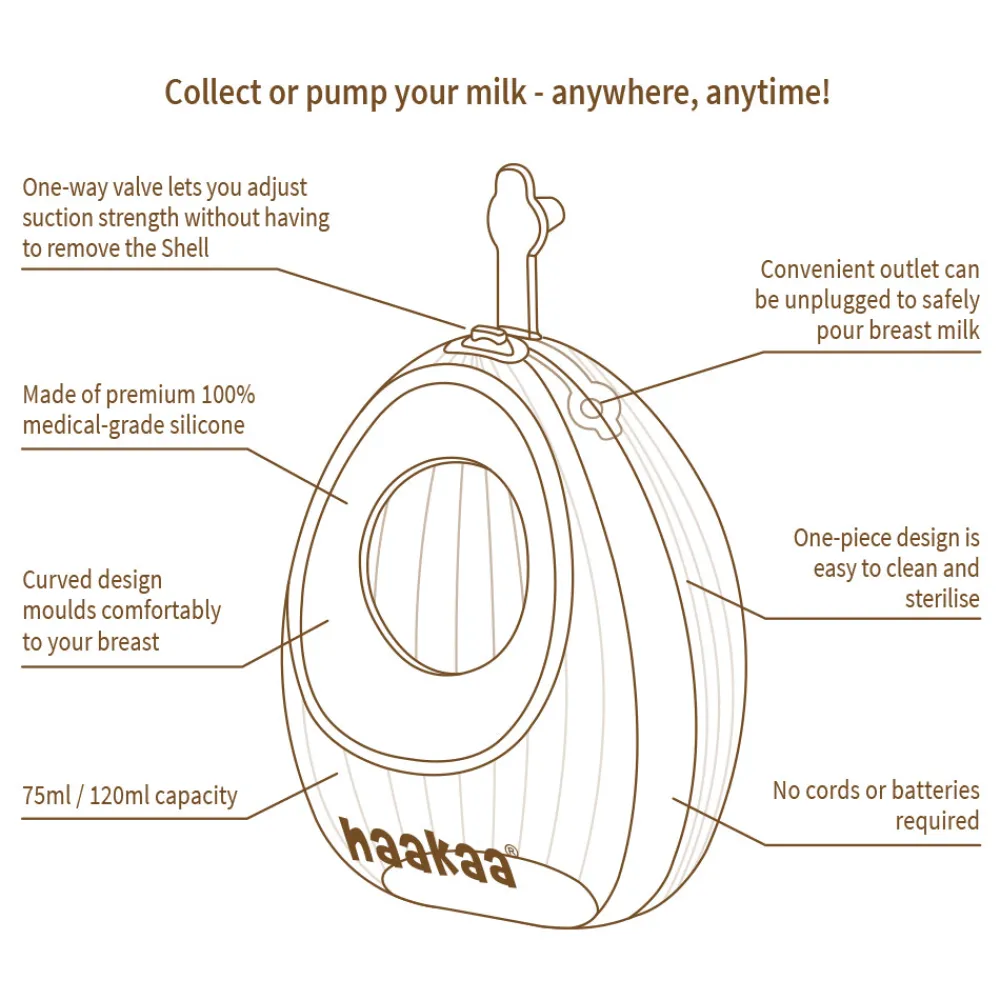 Haakaa Shell Silikone Brystpumpe 75ml- Brystpumper