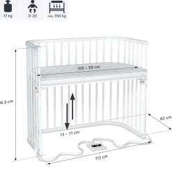 Babybay Side by side seng, Boxspring XXL - hvid-Børn Side By Side Senge