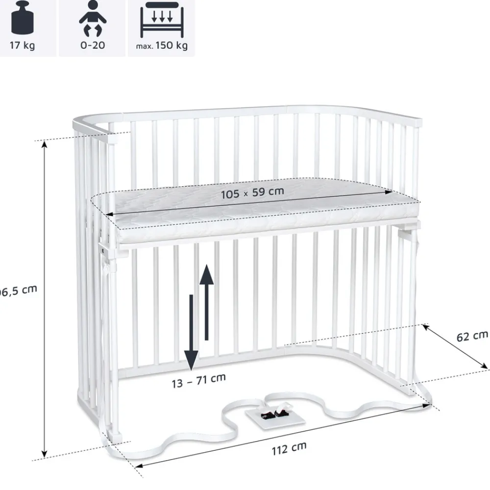 Babybay Side by side seng, Boxspring XXL - hvid-Børn Side By Side Senge
