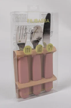 Filibabba Silikone bestiksæt - rose- Bestik