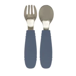 Le Toft Silikone Ske + gaffel - blå- Bestik