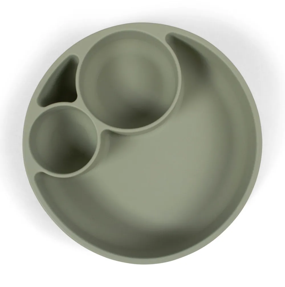 Filibabba Silikone tallerken ruminddelt - green- Service