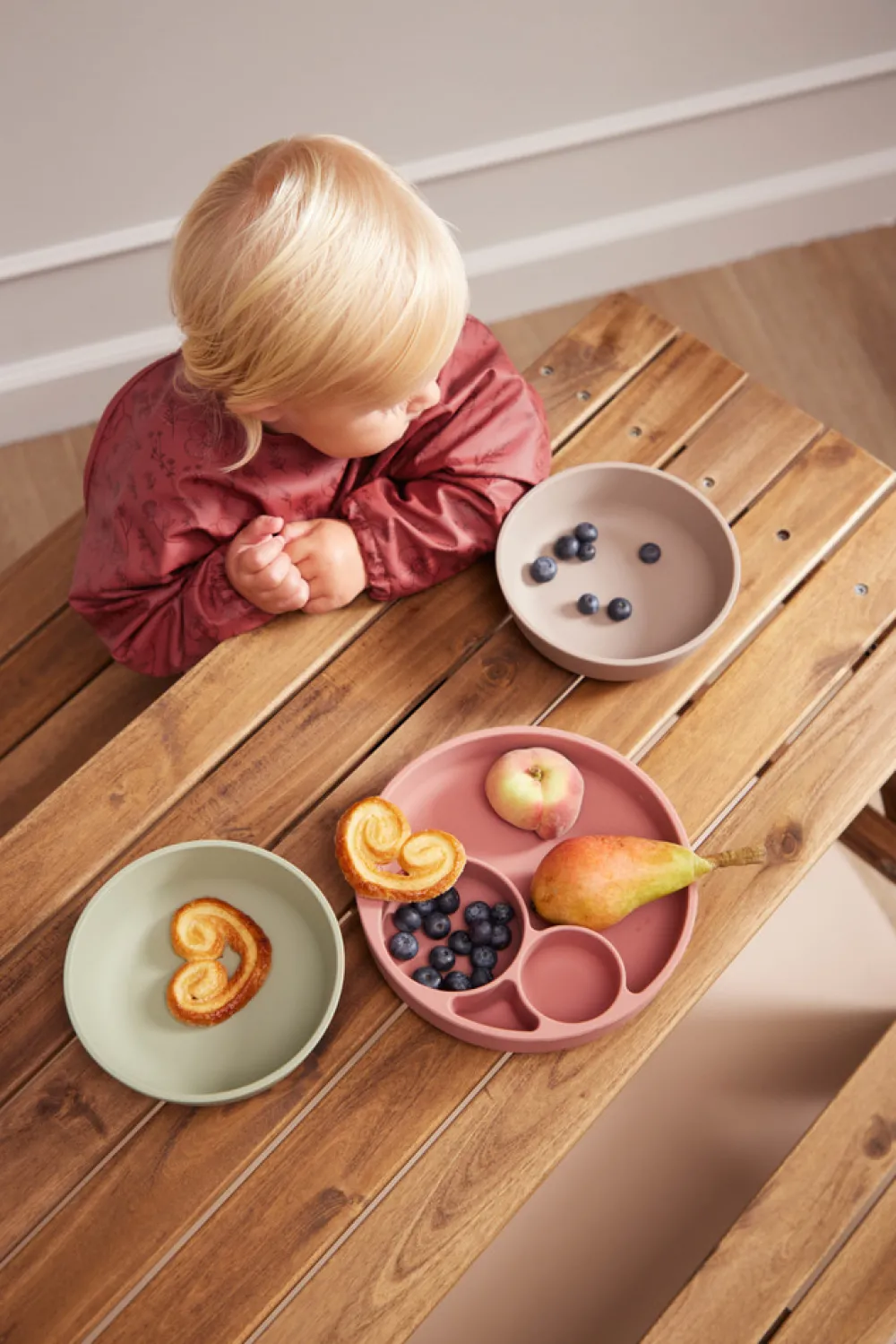 Filibabba Silikone tallerken ruminddelt - rose- Service