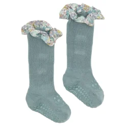 GOBABYGO Skridsikre Strømper - Liberty - Dusty Blue / Michelle Purple- Skridsikre Strømper