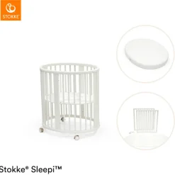 Stokke® Sleepi Mini V3 inkl. madras og ombygningssæt - hvid-Børn Pakkeløsninger|Tremmesenge