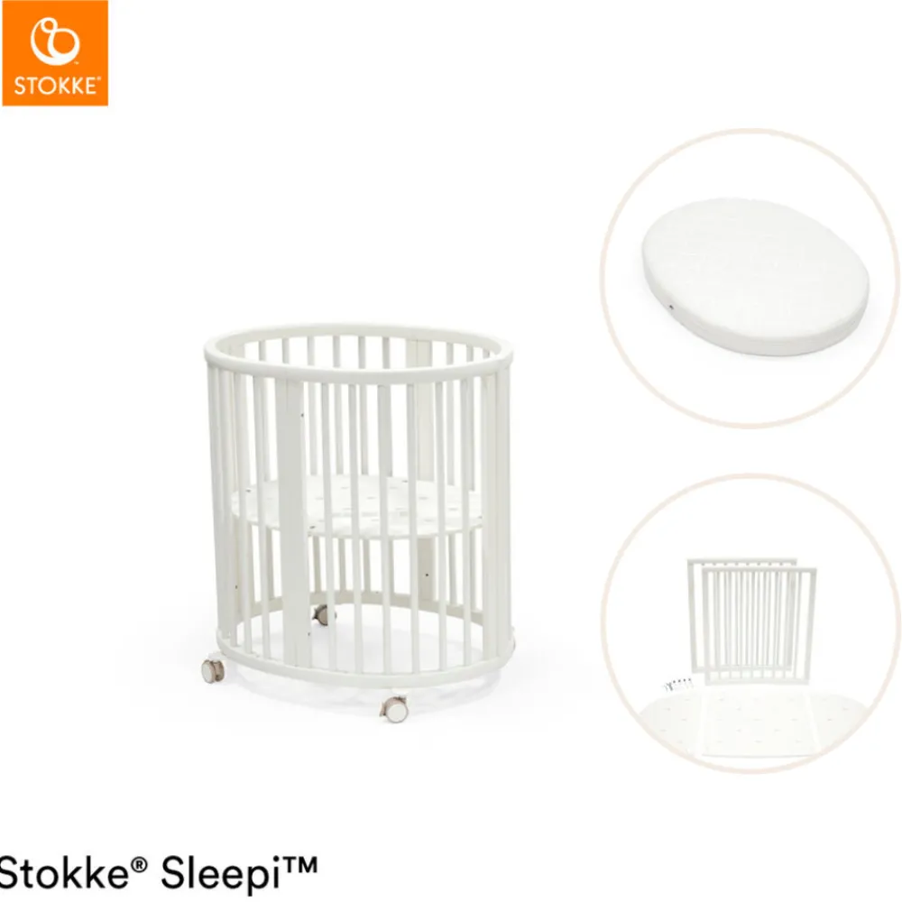 Stokke® Sleepi Mini V3 inkl. madras og ombygningssæt - hvid-Børn Pakkeløsninger|Tremmesenge