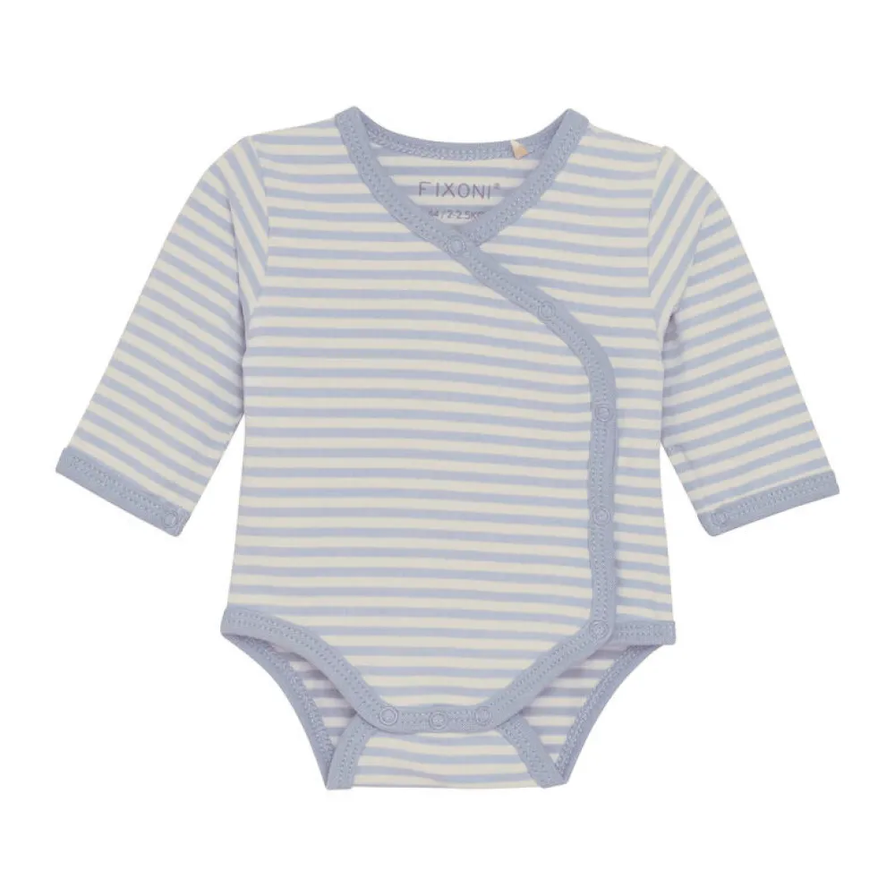 Fixoni Slå-om Body Langærmet - Zen Blue- Bodystocking M. Skrålukning|Præmatur Tøj