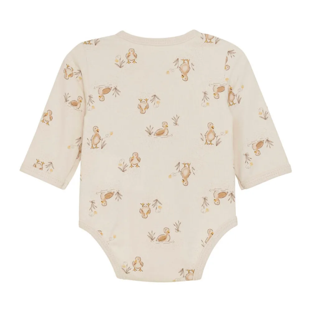 Fixoni Slå-om Body Langærmet AOP - Doe- Bodystocking M. Skrålukning|Præmatur Tøj