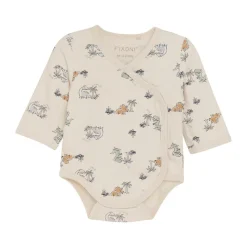 Fixoni Slå-om Body Langærmet AOP - Zen Blue- Bodystocking M. Skrålukning|Præmatur Tøj