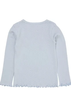 Copenhagen Colors Sommer pointelle t-shirt - DUSTY BLUE- Bluser