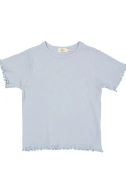Copenhagen Colors Sommer pointelle t-shirt - DUSTY BLUE- T-Shirts & Toppe