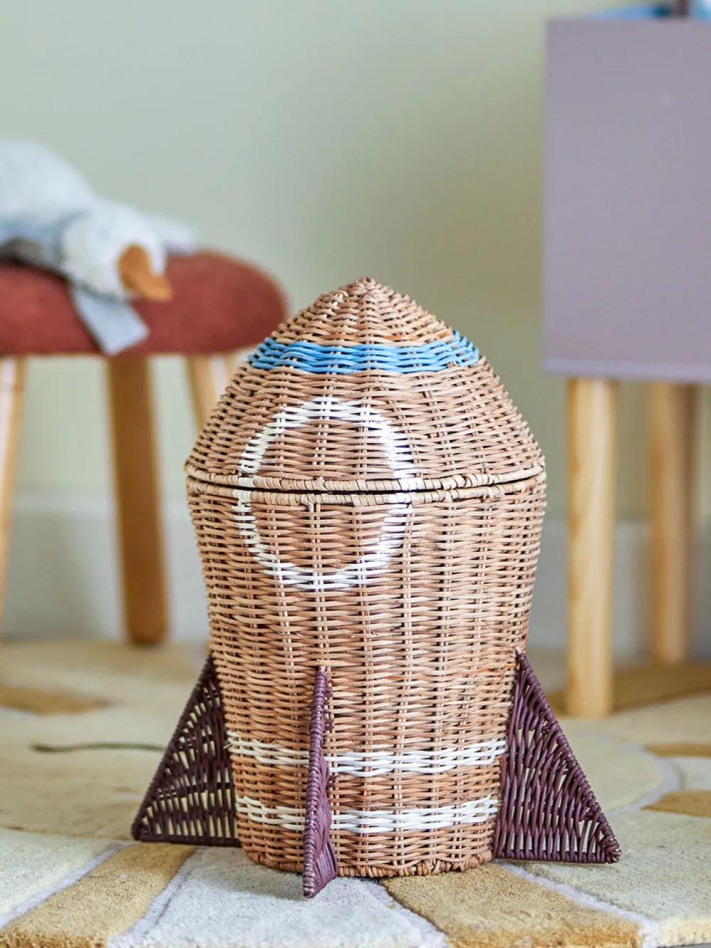 Bloomingvillemini Space Kurv m/låg, Natur, Rattan-Børn Kurve