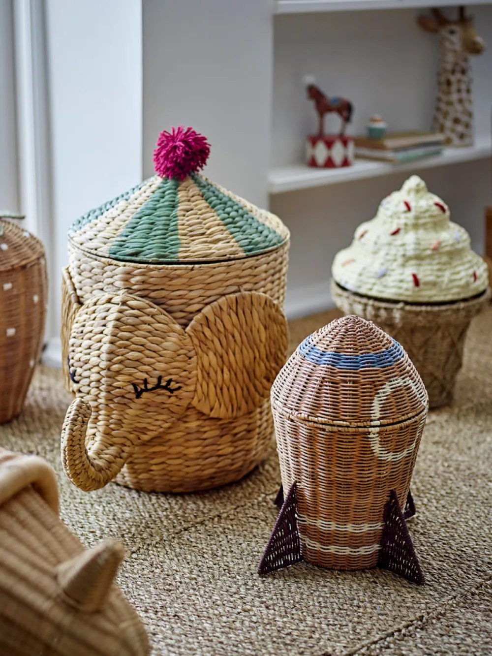 Bloomingvillemini Space Kurv m/låg, Natur, Rattan-Børn Kurve