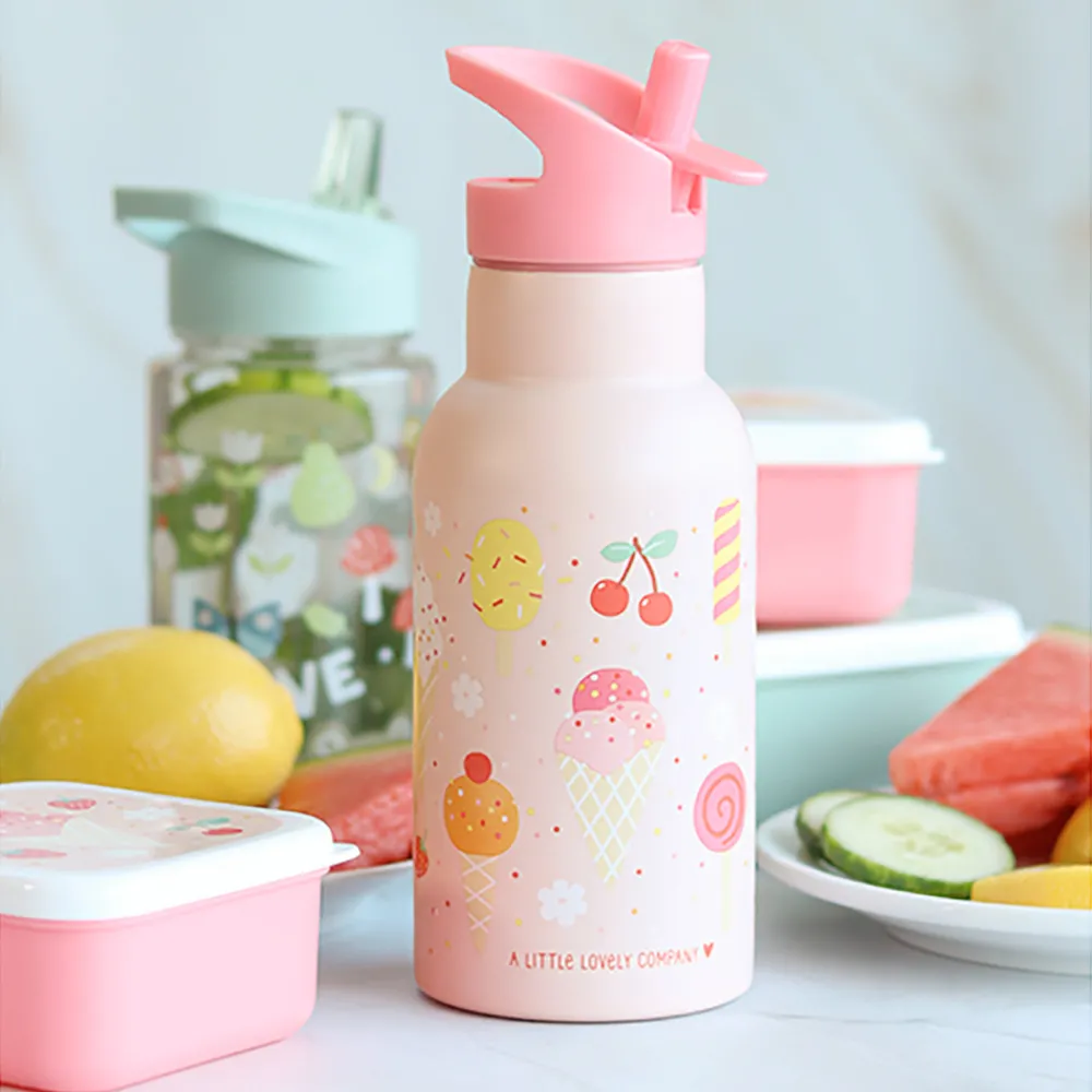 A Little Lovely Company Stainless steel drink bottle: Ice-cream- Madkasser & Drikkedunke