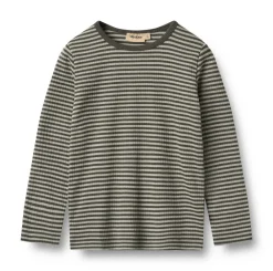 Wheat Stig T-shirt Langærmet - Winter forest stripe- Bluser