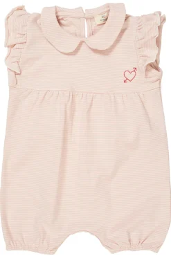 Copenhagen Colors Stribet romper m. hjerte broderi - DUSTY ROSE- Bodystocking U. Ærmer