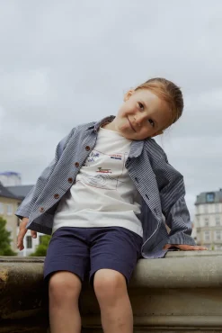 Copenhagen Colors Stribet twill jakke med lommer - NAVYSTRIPE- Skjorter