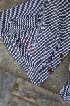 Copenhagen Colors Stribet twill jakke med lommer - NAVYSTRIPE- Skjorter