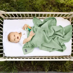 VINTER & BLOOM Striktæppe, bomuld - Grøn-Børn Tæpper