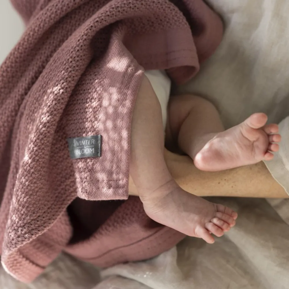 VINTER & BLOOM Striktæppe, bomuld - Rose-Børn Tæpper