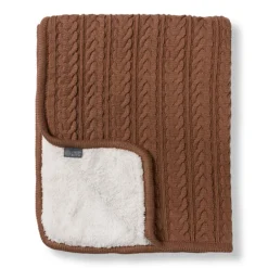 VINTER & BLOOM Striktæppe med fleece - Nougat-Børn Tæpper