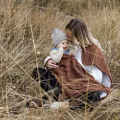 VINTER & BLOOM Striktæppe med fleece - Nougat-Børn Tæpper
