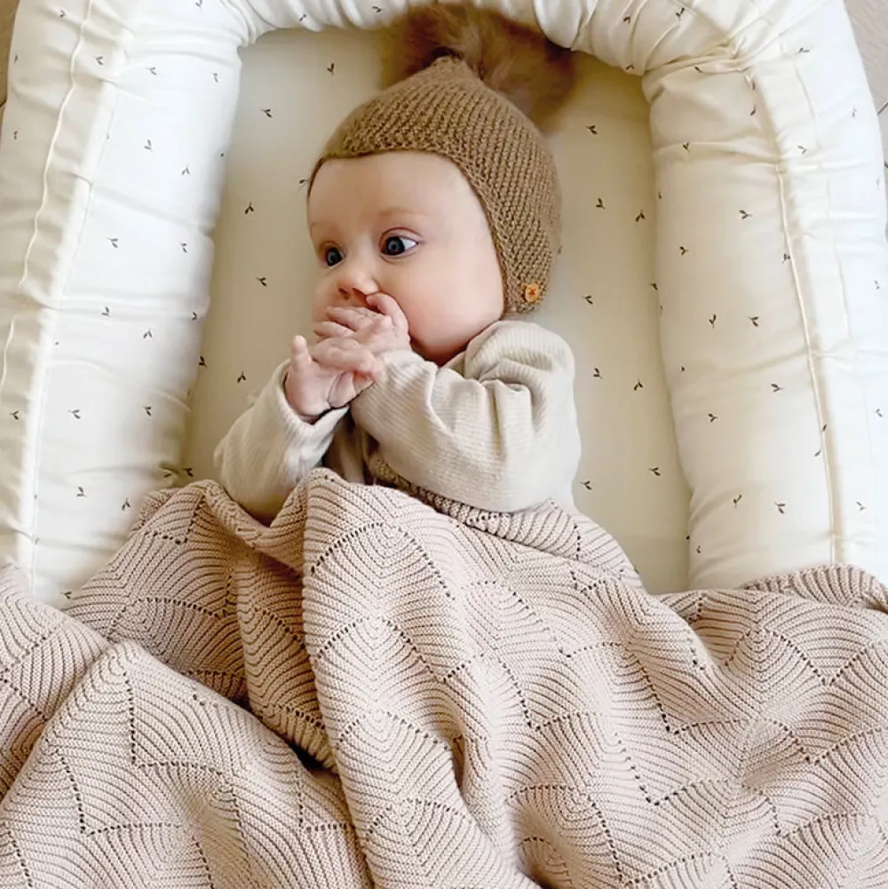 Cam Cam Copenhagen Striktæppe Muslingeskal - GOTS mandel-Børn Tæpper