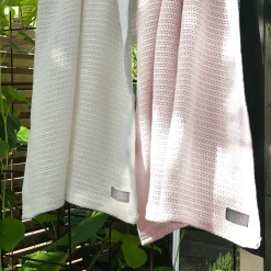 VINTER & BLOOM Striktæppe, 2-pak - hvid og lyserød-Børn Tæpper