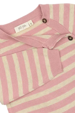 PETIT PIAO Striktrøje - Off White/Rosa- Cardigans, Veste & Trøjer