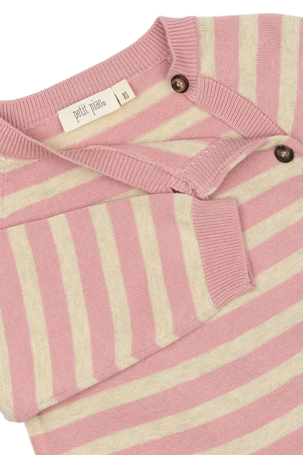 PETIT PIAO Striktrøje - Off White/Rosa- Cardigans, Veste & Trøjer