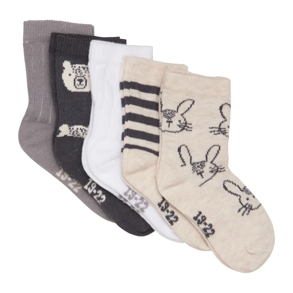 BeKids Strømpe m. mønster (5-pak) - White- Strømper|Multipack