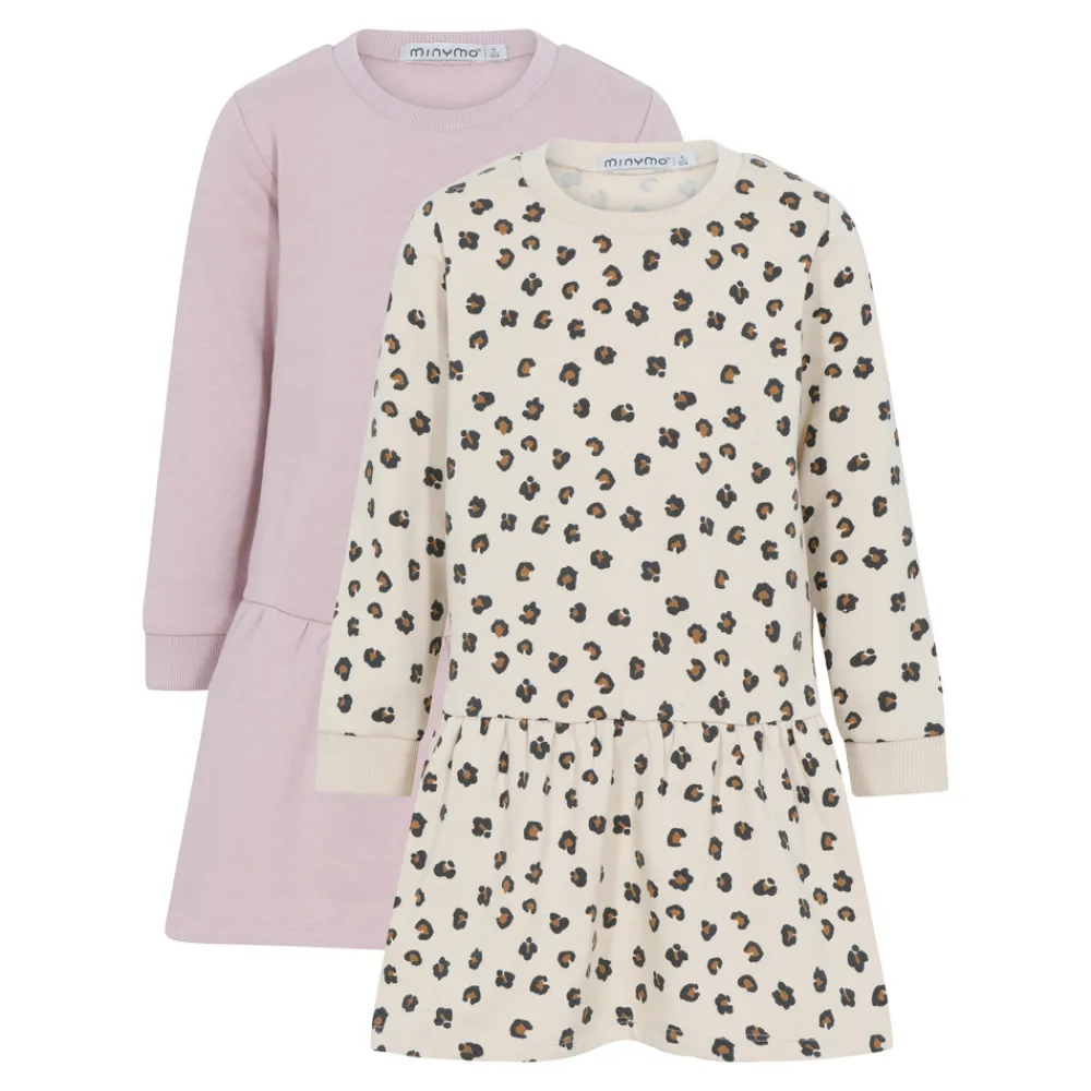 Minymo Sweat kjole langærmet 2-pak - 530- Multipack|Kjoler