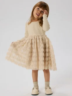 NAME IT Sykia Tyl Kjole - Cement- Kjoler