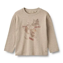 Wheat T-shirt langærmet Claus - Gravel Melange- Bluser