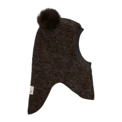 HUTTEliHUT Uld Alpaca Balaclava Pompoms - Dark brown melange- Elefanthuer & Huer|Uldhuer, Uldvanter & Uldfutter