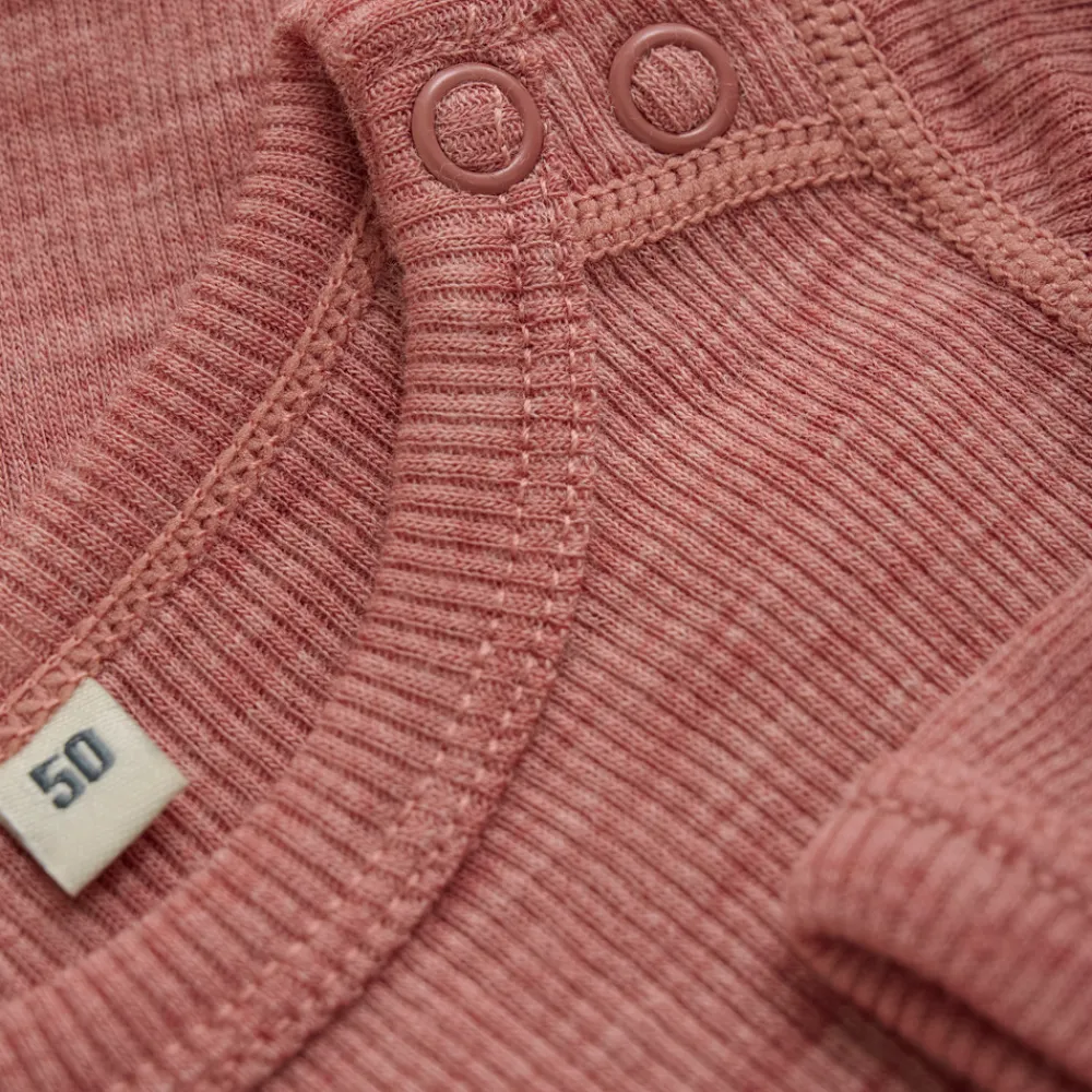 BeKids Uld body langærmet body - solid - Light Mahogany Melange- Uldbodyer|Bodystocking Langærmet