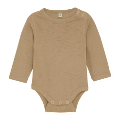 BeKids Uld body langærmet body - solid - Light Camel Melange- Bodystocking Langærmet|Uldbodyer