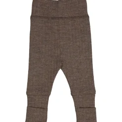 Müsli Woolly bukser med foldbare fødder - Walnut melange- Uldunderdele|Leggings