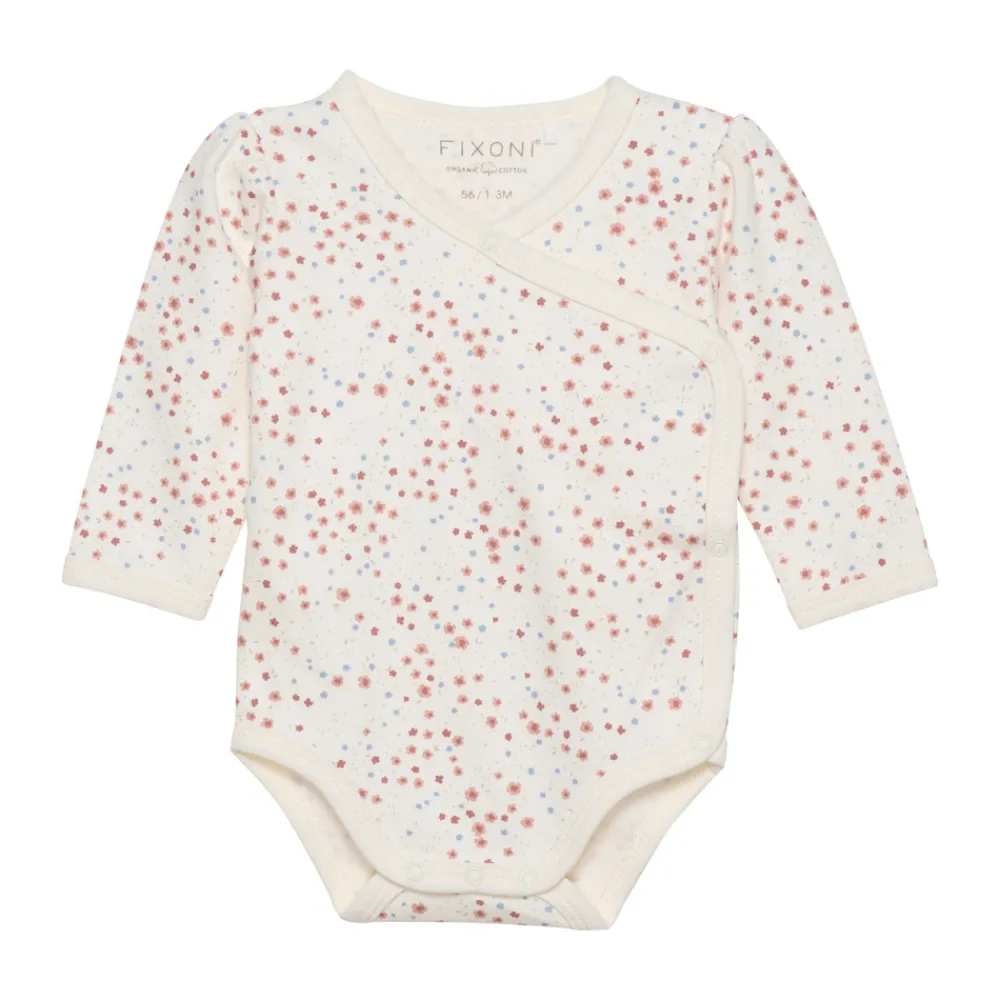 Fixoni Wrap body ls - Misty rose- Bodystocking M. Skrålukning|Præmatur Tøj