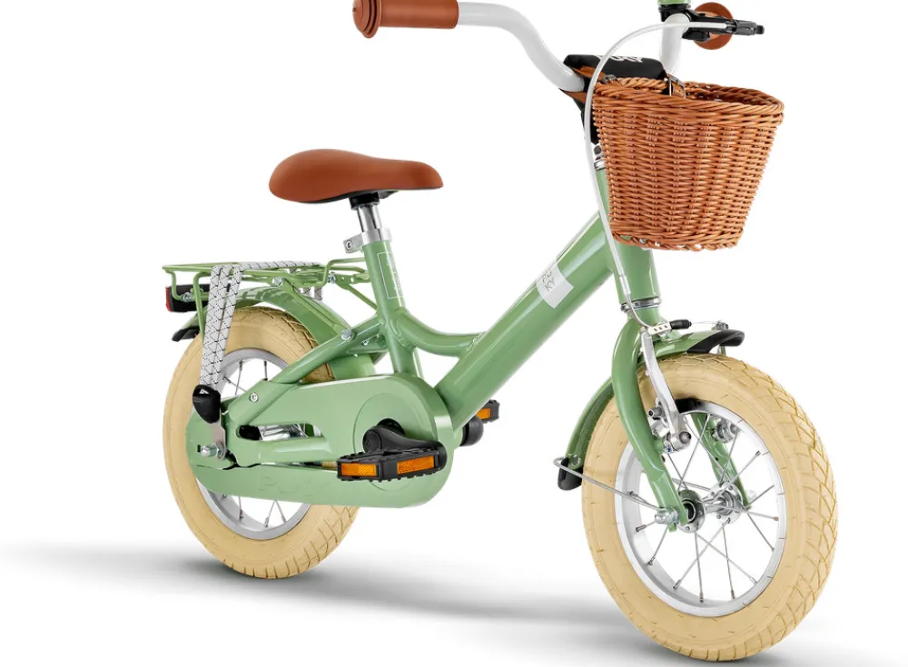 PUKY Youke Classic 12,Alu legecykel med kurv retro grøn- Løbecykler & Cykler