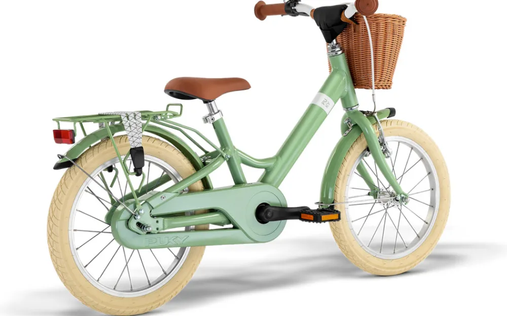 PUKY Youke Classic 16,Alu legecykel med kurv retro grøn- Løbecykler & Cykler